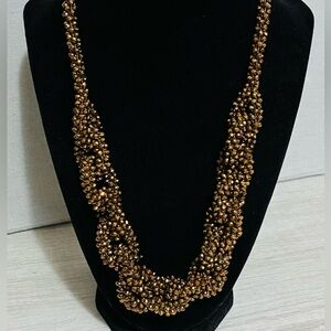 Bronze Layered Beaded Twist Necklace